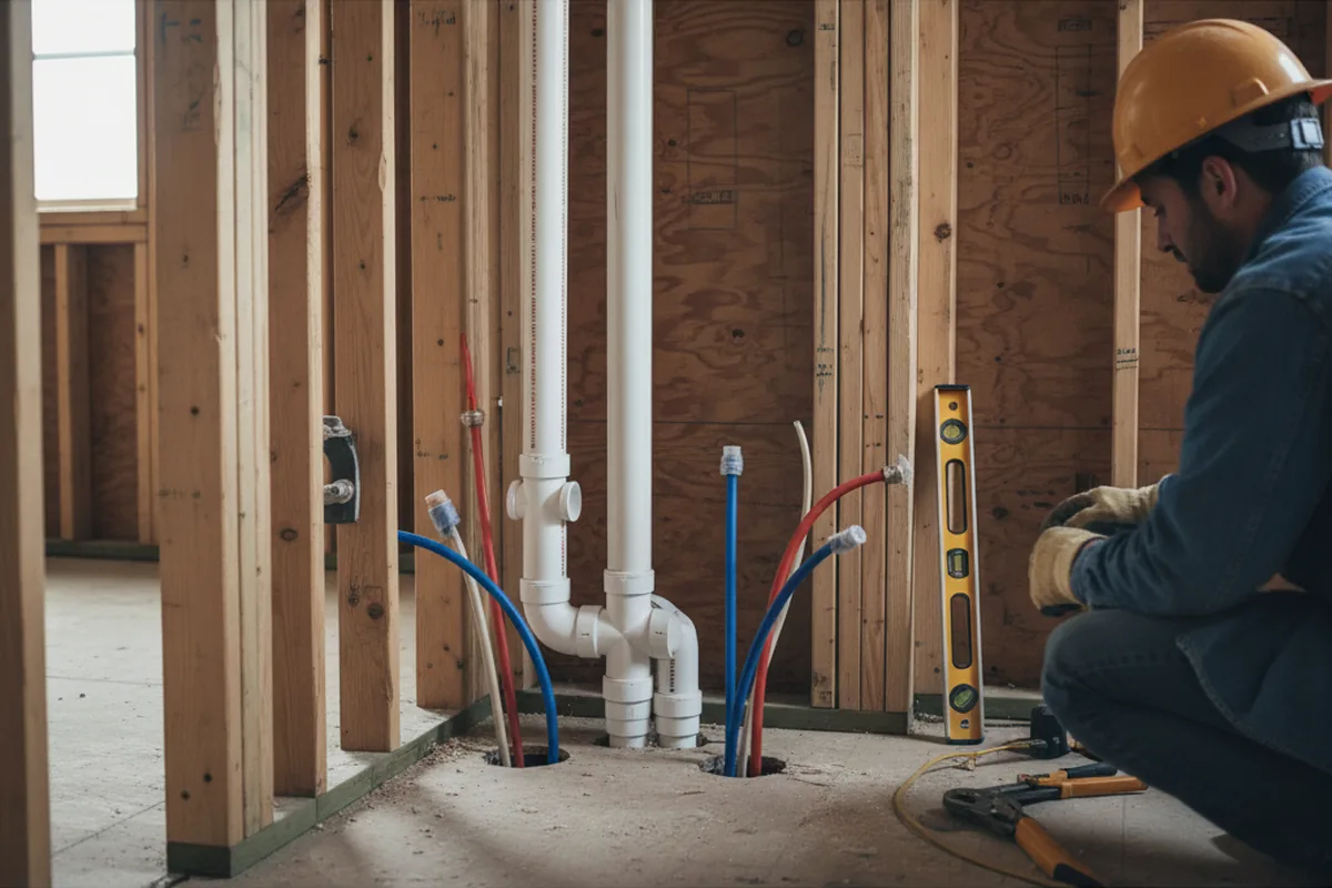 Drain and supply rough-in during Toilet Repair and Installation in Grethel